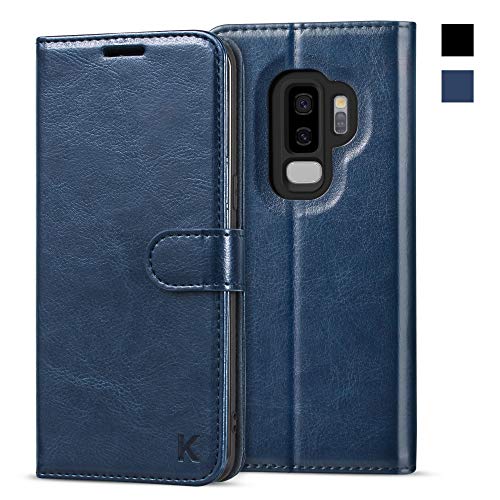 Product Cover KILINO Galaxy S9+ Plus Wallet Case [Shock-Absorbent Bumper][Card Slots][Kickstand][RFID Blocking] Leather Flip Case Compatible with Samsung Galaxy S9Plus - Blue