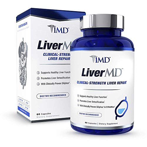 Product Cover 1MD LiverMD - Liver Cleanse Supplement | Milk Thistle Extract - Highly Bioavailable, Clinically Studied for Liver Detox | 60 Capsules
