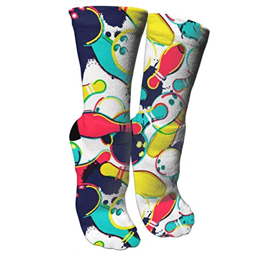 Product Cover Abstract Watercolor Bowling Ball Compression Socks Unisex Printed Socks Crazy Patterned Fun Long Cotton Socks Over The Calf Tube