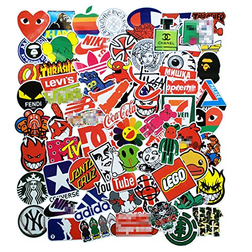 Product Cover 100 Pcs Fashion Brand Stickers for Laptop Stickers Motorcycle Bicycle Skateboard Luggage Decal (Logo)