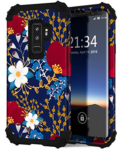 Product Cover Hocase Galaxy S9 Plus Case, SM-G965 Case, Heavy Duty Protection Shockproof Silicone Rubber+Hard Plastic Hybrid Dual Layer Protective Phone Case for Samsung Galaxy S9 Plus 2018 - Creative Flowers