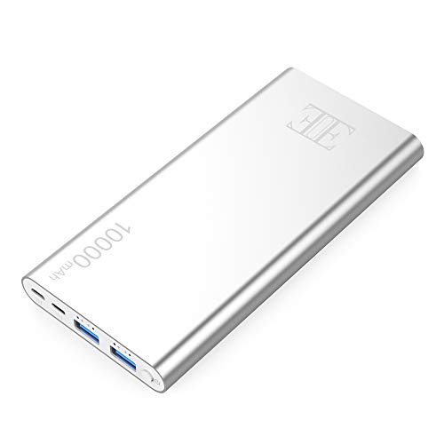Product Cover Eui External Battery,2 USB Outputs Portable Charger Power Bank with Type C Input,Aluminum Shell, Intelligent Charging Tech for iPhone, iPad and Android Devices.(Silver, 10000mAh)