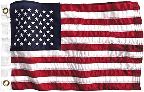 Product Cover Boat Flag 12x18 inch American Flag | Marine Grade Nylon US Yacht Flag for Boating - All Weather Fade Resistant Material, Brass Grommets, Embroidered Stars, and Sewn Stripes | Made in USA