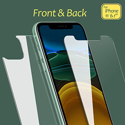 Product Cover JingooBon Front and Back Screen Protector Compatible with iPhone 11, Tempered Glass [Haptic Touch] Front and Rear Anti-Fingerprint/Scratch Compatible with iPhone11(6.1 inch)