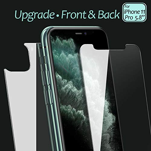 Product Cover JingooBon Front and Back Screen Protector Compatible with iPhone 11 Pro, Tempered Glass [Haptic Touch] Front and Rear Anti-Fingerprint/Scratch Compatible with iPhone11 Pro(5.8 inch)