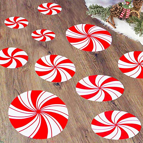 Product Cover ATDAWN 10 Pcs Peppermint Floor Decals Stickers for Christmas Candy Party Decoration Supplies, Valentine's Day Decoration