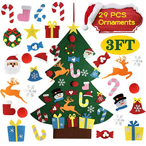 Product Cover ALLADINBOX DIY Felt Christmas Tree Set with Ornaments for Kids, Xmas Gifts, Christmas Decorations, New Year Door Wall Hanging Decorations,3FT Height Tall