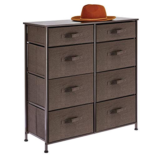 Product Cover mDesign Vertical Furniture Storage Tower - Sturdy Steel Frame, Easy Pull Fabric Bins - Organizer Unit for Bedroom, Hallway, Entryway, Closets - 8 Drawers - Espresso Brown