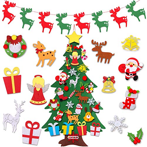 Product Cover JOYORUN Felt Christmas Tree, 3.3 ft DIY Christmas Tree with 29 Pcs Ornaments Wall Decor for Kids Xmas Gifts Home Door Decoration with Banner