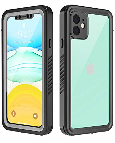 Product Cover Temdan Designed for iPhone 11 Case,360 Full-Body Built-in Screen Protector Real Heavy Duty Rugged Shockproof Dustproof Cases for iPhone 11 6.1 inch 2019 Release-(Black/Clear)