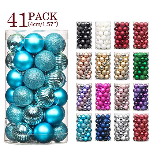 Product Cover Jusdreen 41pcs Christmas Balls Ornaments for Xmas Tree Shatterproof Christmas Tree Hanging Balls Decoration for Holiday Party Baubles Set with Hang Rope 1.57