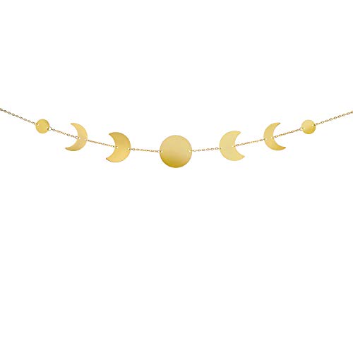 Product Cover Mkono Moon Phase Garland with Chains Celestial Wall Phases Boho Chic Bohemian Room Headboard Wall Decor - Apartment Dorm Office Nursery Living Room Bedroom Decorative Wall Art,Gold