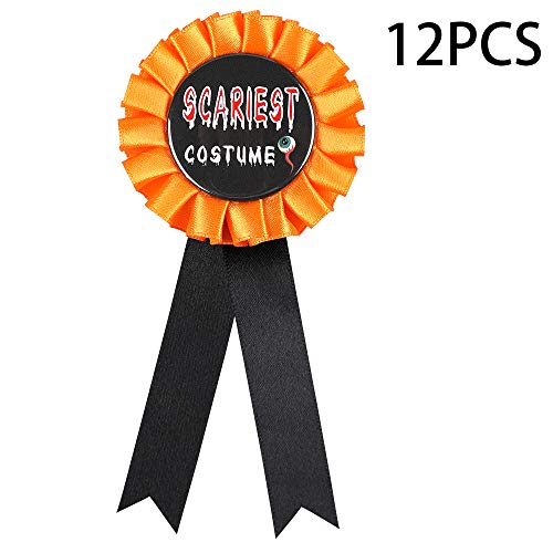 Product Cover Halloween Costume Award Ribbons Decorations Pins - Party Contest Trick or Treat Prize Buttons Supplies Ornaments