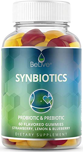 Product Cover Probiotic and Prebiotic Fiber Gummies Sweetened with Stevia and Tapoica - Suitable for Kids & Adults, for Better Gut Health, High Potent Probiotics and Fibers - 60 Strawberry, Lemon, Blueberry Gummy