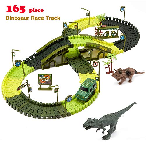 Product Cover iLifeTech Dinosaur Race Track Car Toys 165pcs Jurassic World Track Car Sets for 3-12 Years Old Boys and Girls Gift
