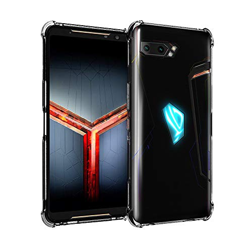 Product Cover Orzero Soft TPU Case Compatible for ASUS ROG Phone 2 2019 (Not Fit for 1st Gen), Rubber Elastic Airbag Shock Absorbing Body Protection Phone Case -Crystal Black