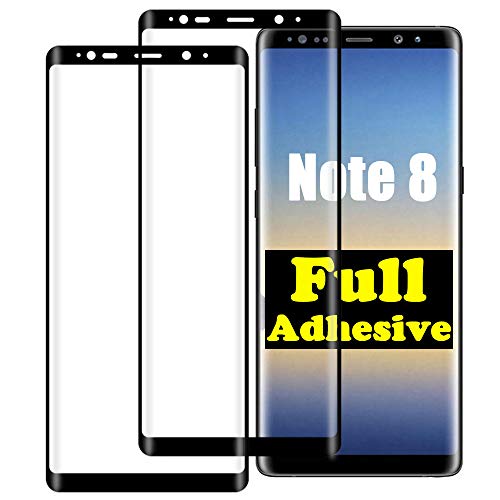 Product Cover 2 Pack Full Adhesive Glue glaxay Note 8 Screen Protector Compatible with Samsung Galaxy note8 Tempered Glass Film 9H Hardness for sam samsumg glaxay gaxaly 8note Glas Protective 6.3 inch