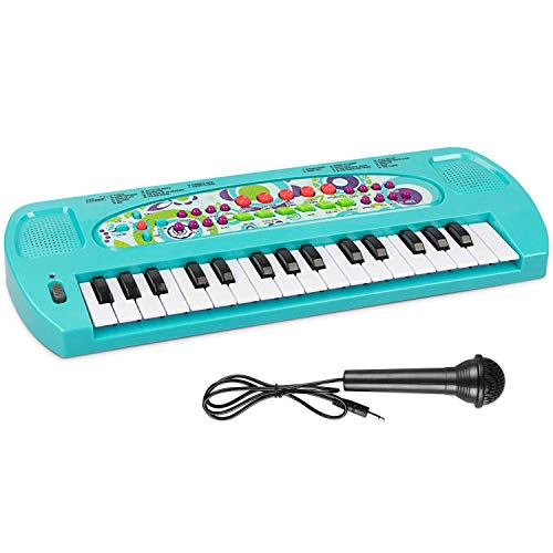 Product Cover AIMEDYOU Kids Piano Keyboard 32 Keys Portable Electronic Musical Instrument Multi-Function Keyboard Teaching Toys Birthday Christmas Day Gifts for Kids (Blue)