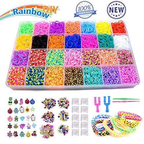 Product Cover Yehtta Gifts for 5-10 Year Old Girls Rainbow Rubber Bands Loom Kit Kids Art Crafts DIY Toys Bracelet Making Kit Personalized Handmade Beads Rubber Hair Band Christmas Birthday Gift for Kids