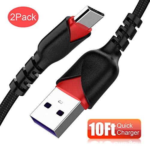 Product Cover Micro USB Cable 10ft,Long Android Charger Cable CyvenSmart 2 Pack 10FT Nylon Braided Long Micro USB Cable High Speed Data and Charging for Samsung Galaxy S7 Edge S6 S5,Note 5 4,LG G4 and More