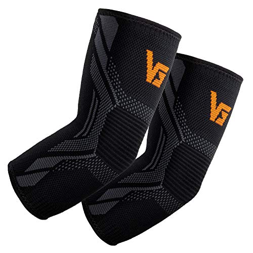 Product Cover Elbow Brace Elbow Compression Support (1 Pair) - Vinsguir Tennis Elbow Brace for Tendonitis, Elbow Treatment, Volleyball, Golfers, Arthritis, Weightlifting (Black, Large)