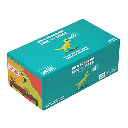 Product Cover On a Scale of One to T-Rex by Exploding Kittens: A Card Game for People Who Are Bad at Charades - Amazon Exclusive Card Games For Adults, Teens & Kids