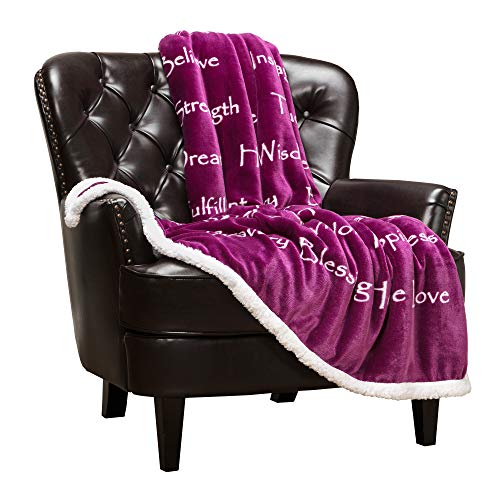 Product Cover Chanasya Hope Faith Love Joy Inspiring Message Gift Throw Blanket - Perfect Caring Uplifting Thoughtful Personalized Gift for Blessing Peace Prayer for Male Female Best Friend - Plum Throw