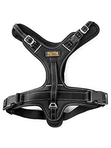 Product Cover Mighty Paw Sport Harness 2.0, Padded Dog Harness, Adjustable Neck and Chest Straps with Reflective Stitching (Large, Black)