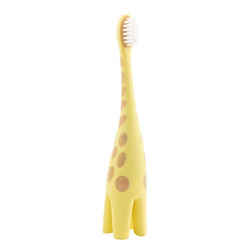 Product Cover Dr. Brown's Baby Toothbrush, Giraffe Infant-to-Toddler Toothbrush, Soft Bristles, Training Toothbrush, Infant Toothbrush, BPA Free, Yellow/Tan
