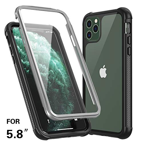 Product Cover Red2Fire Designed for iPhone 11 Pro Case, Built-in Screen Protector 360 Degree Full-Body Rugged Clear Bumper Case for iPhone 11 Pro 5.8 Inch Release 2019 (Black/Clear)