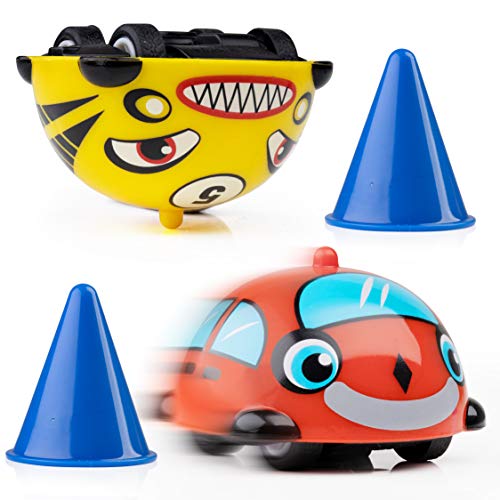 Product Cover Power Your Fun Turbo Tops Mini Gyro Spinning Tops for Kids - Mini Cars, Battling Tops Game, Small Party Favors for Kids 2pk (Cars)