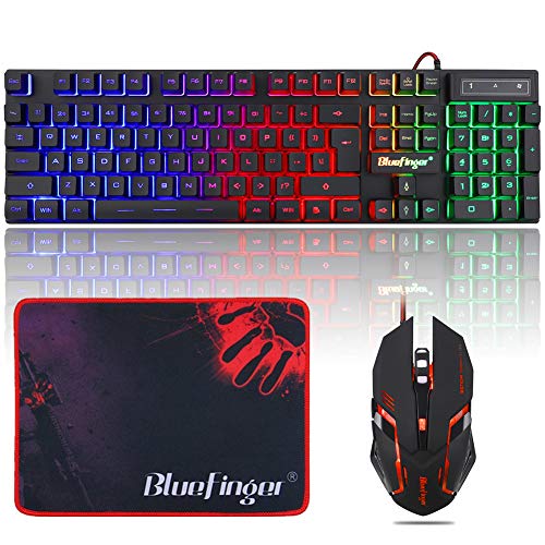 Product Cover RGB Gaming Keyboard and Backlit Mouse Combo,BlueFinger USB Wired Backlit Keyboard,LED Gaming Keyboard Mouse Set for Laptop PC Computer Game and Work
