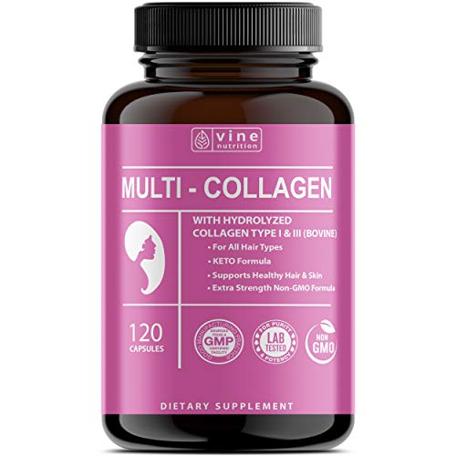 Product Cover Premium Multi Collagen Pills - Grass Fed Collagen Peptides for Anti-Aging, Hair, Skin & Nails. Hydrolyzed Collagen Capsules for Women. Powerful Collagen Supplements for Women - Vine Nutrition 120CT