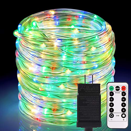 Product Cover ALOVECO Rope Lights Outdoor, 66ft 336 LED String Lights Plug in Connectable Remote Dimmable Waterproof Indoor Outdoor String Lights for Christmas Party/Tree/Patio/Garden/Deck/Fence Decor-Multicolor