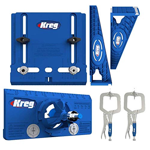 Product Cover Kreg Tool Company - Drawer Slide Jig with Cabinet Hardware Jig with Concealed Hinge Jig and Two 2