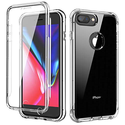 Product Cover SKYLMW iPhone 6 Plus Case,iPhone 6S Plus Case,iPhone 7 Plus/8 Plus Case,[Built in Screen Protector] Full Body Shockproof Dual Layer Protective Hard Plastic & Soft TPU Phone Cover,Clear