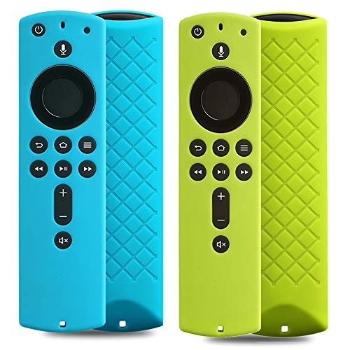 Product Cover 2 Pack Covers for All-New Alexa Voice Remote for Fire TV Stick 4K, Fire TV Stick (2nd Gen), Fire TV (3rd Gen) Shockproof Protective Silicone Case (Sky+Green)