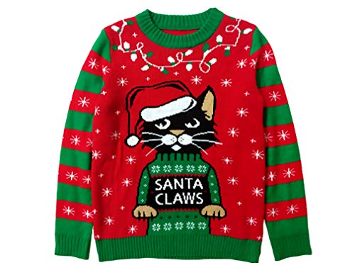 Product Cover Santa Claws Cat Ugly Christmas Sweater Funny Men Women Festive Holiday Sweater