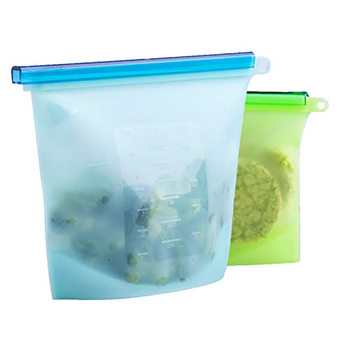 Product Cover Reusable Silicone Food Storage Bags Large 50 & 30oz Reusable Container for Sous Vide Liquid Snack Sandwich Fruits Vegetables