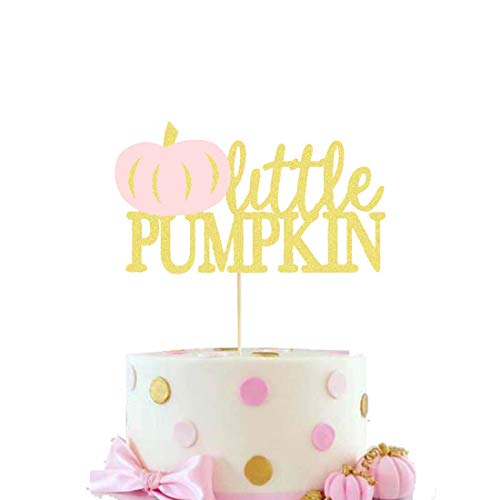 Product Cover HEETON Little Pumpkin Cake Topper Pink Girl Fall Baby Shower Birthday Party Decorations Supplies