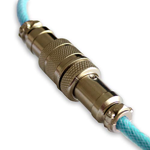 Product Cover Asceny Double Sleeved Custom Keyboard Cable with Aviator Adapter, Fits Both Type-c and USB-Mini Mechanical Keyboards (Aqua)
