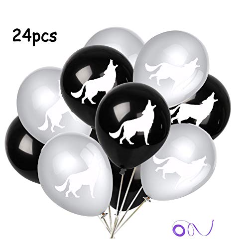 Product Cover 24PCS Wolf Latex Balloons for Wild Wolf Animal Theme Party Supplies-12inch Wolf Balloons Kids Birthday Party, Baby Shower, Festival Party Decorations