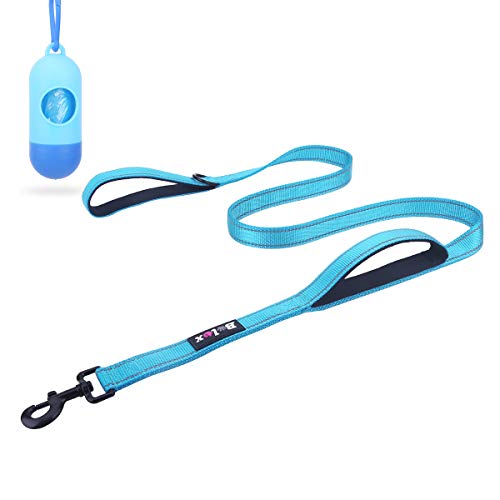 Product Cover Bolux 5ft Dog Leash, Heavy Duty Rope Leash with 2 Padded Handle - Pet Training Lead with 3M Reflective Double Handle for Traffic Control Safety, Perfect for Large Medium or Small Dog (Turquoise)