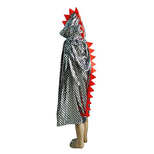 Product Cover CDDLR Kids Girls Boys Hooded Dragon Cloak Halloween Christmas Fancy Cape Cosplay Costumes Silver