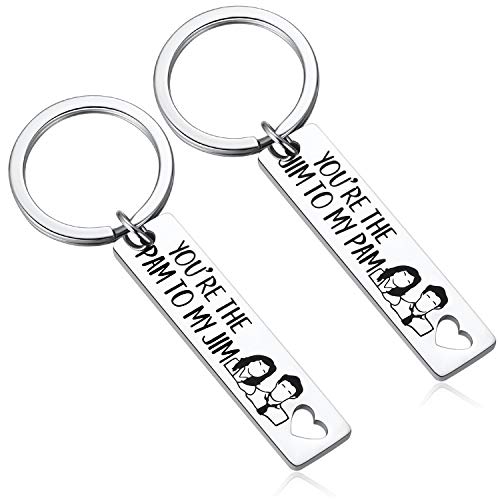 Product Cover 2pcs You are The Pam to My Jim Keychain Set The Office TV Show Inspired - Boyfriend and Girlfriend Couples Gift His and Hers Anniversary Present Husband and Wife Engagement Gifts for Him and Her