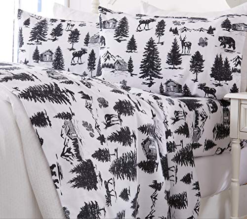 Product Cover Great Bay Home Extra Soft Printed 100% Turkish Cotton Flannel Sheet Set. Warm, Cozy, Luxury Winter Bed Sheets. Belle Collection (Queen, December Frost)