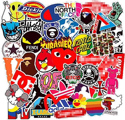 Product Cover COOLCOOLDE Kids Gift 100Pack Logo Brand Stickers Set Random Sticker Decals for Water Bottle Laptop Cellphone Bicycle Motorcycle Car Bumper Luggage Travel Case. Etc (Logo)