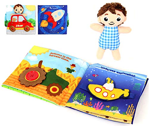 Product Cover My Quiet Books Ultra Soft Baby Books Touch and Feel Cloth Book,3D Books Fabric Activity for Baby /Toddler,Learning to Sensory Book, Identify Skill Boys and Girls,Toddler Busy Book,Infants Travel Toys