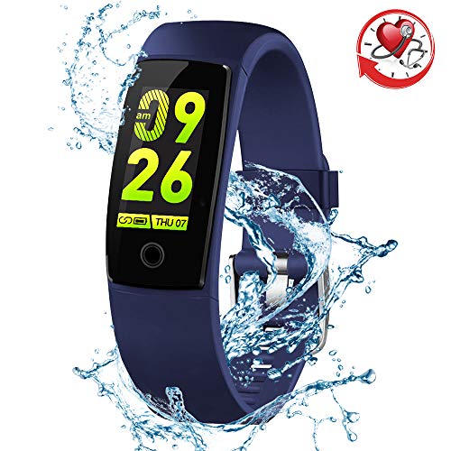 Product Cover SYNERKY Smart Watch, Bluetooth Smart Band Waterproof Fitness Tracker 1.33 inch TFT Color with Heart Rate Monitor Pedometer Sleep Monitor SMS Call Notification for Android iOS iPhone (Blue)