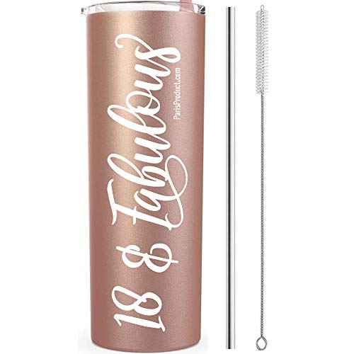 Product Cover 18 & Fabulous 20 Oz Stainless Steel Rose Gold Tumbler | happy 18th birthday decorations | 18th birthday gifts for girls | 18 birthday decorations for girls | Eighteenth Birthday Party Supplies Paris